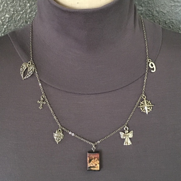 Dante's Inferno Handmade Literature Necklace, Book Cover, Devil, Angel, Cross, 9 - Picture 7 of 15